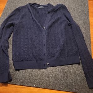 Medium - GAP Women's Pointelle Blue Cardigan